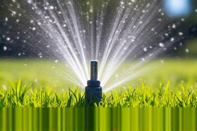 Sprinkler system watering green grass
