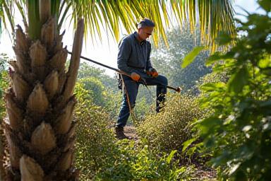 Trimming palm fronds and hedges